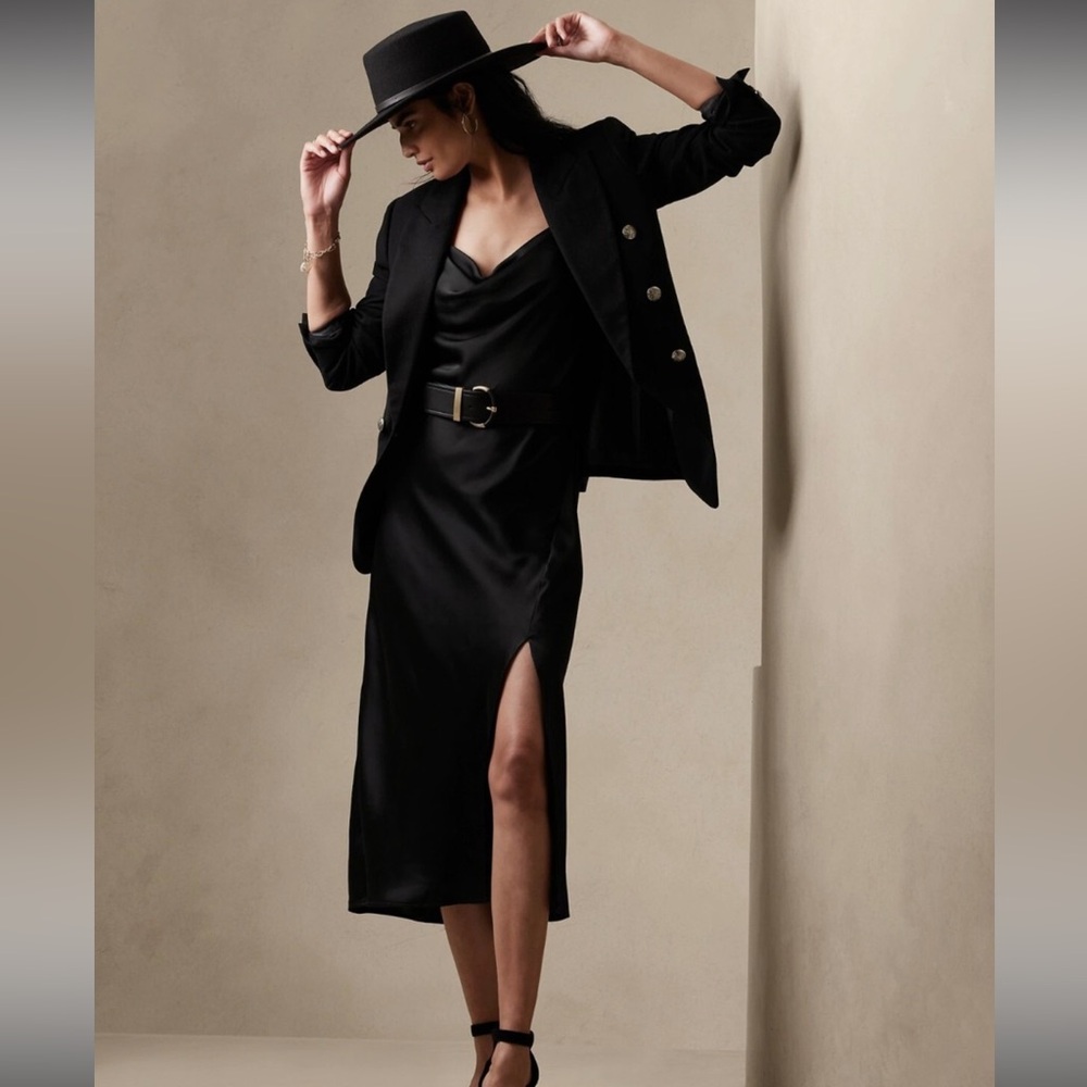 Valley Midi Black Slip Dress Banana Republic Factory